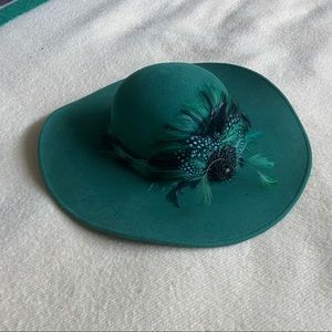 Green Wool Wide Brim Hat
